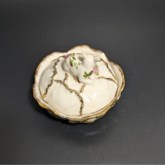 Royal Albert Old Country Roses Bunny Rabbit Trinket Jewelry Box Figurine Floral - Picture 4 of 15